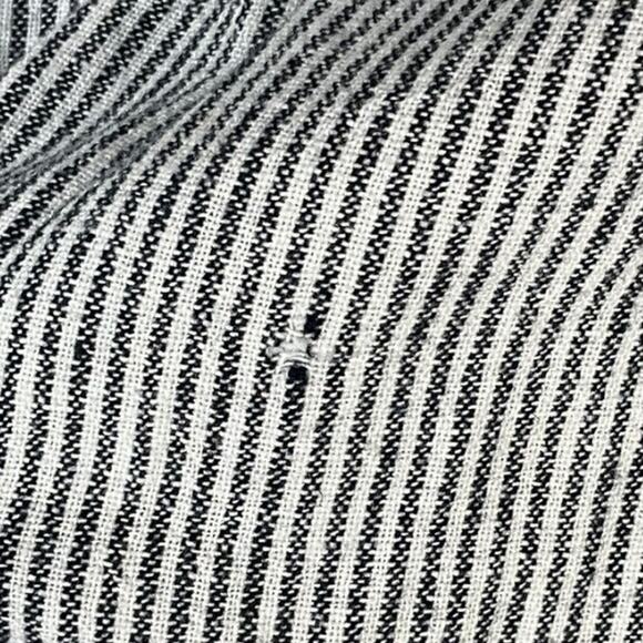 LOFT Outlet Linen Blend Wide Leg Crop Pants Large Blue White Stripe Tie Waist - Picture 4 of 10